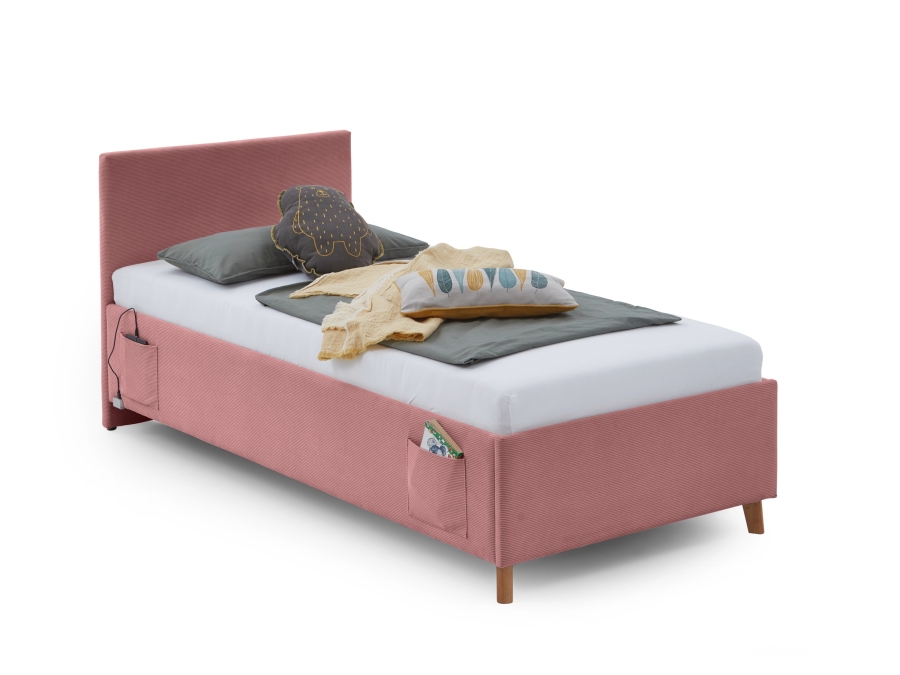 Meise Möbel eenpersoonsbed Cool - 90x200 - Roze ribstof