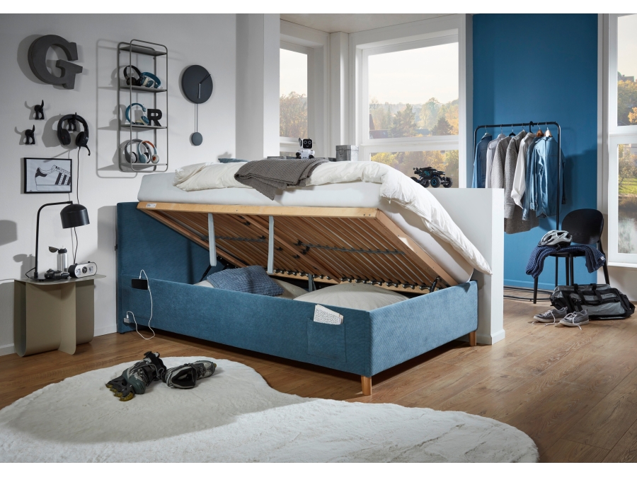 Meise Möbel Kofferbed Cool - 140x200 - Blauw ribstof - Afbeelding 5