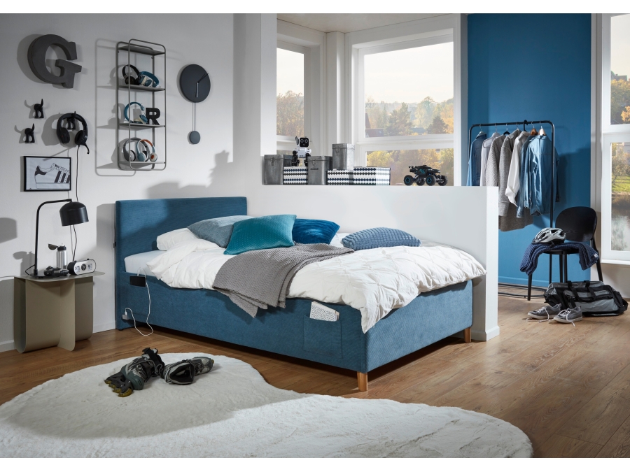 Meise Möbel eenpersoonsbed Cool - 90x200 - Blauw ribstof - Afbeelding 5