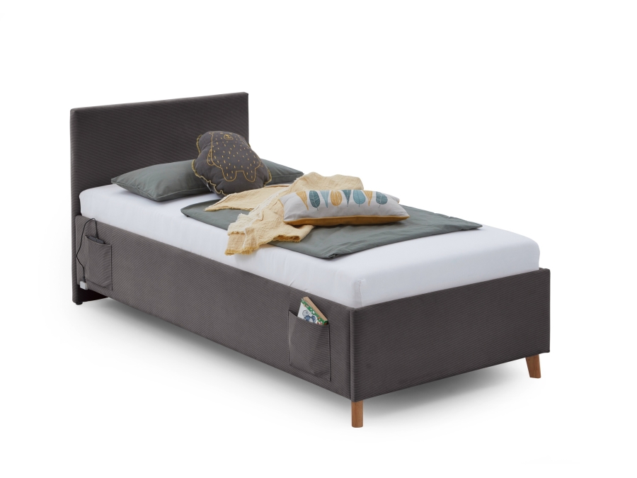 Meise Möbel eenpersoonsbed Cool - 90x200 - Grijs ribstof
