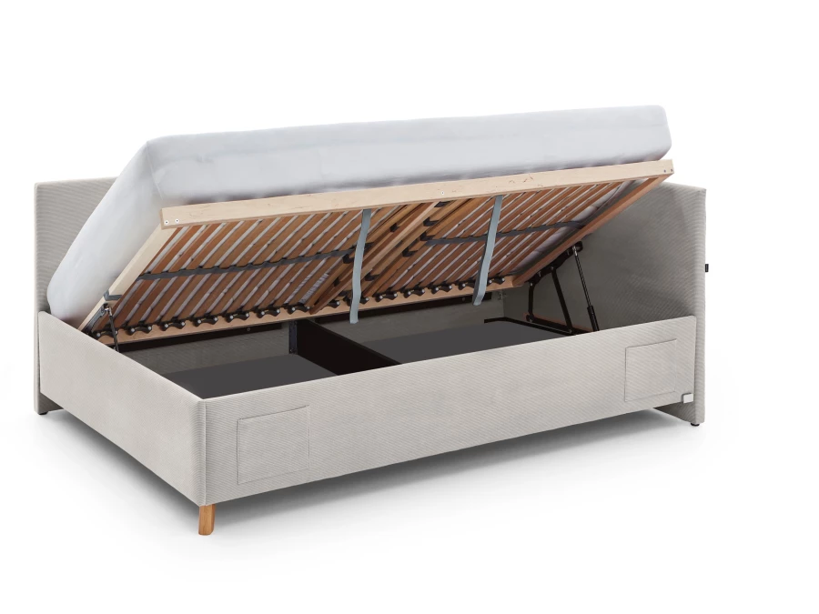 Meise Möbel Kofferbed met rugleuning Cool - 140x200 - Beige ribstof