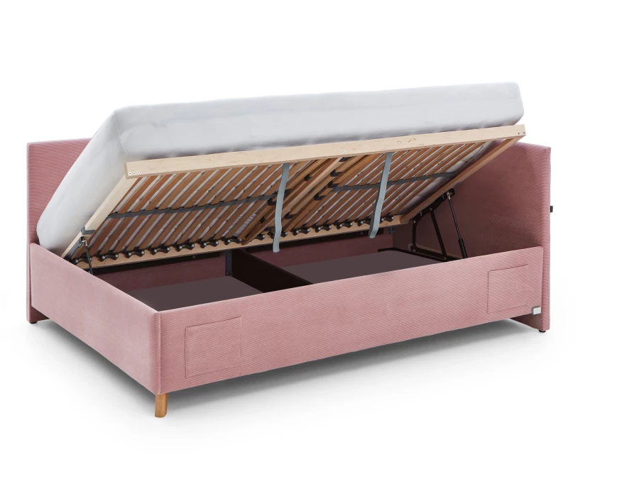 Meise Möbel Kofferbed met rugleuning Cool - 120x200 - Roze ribstof