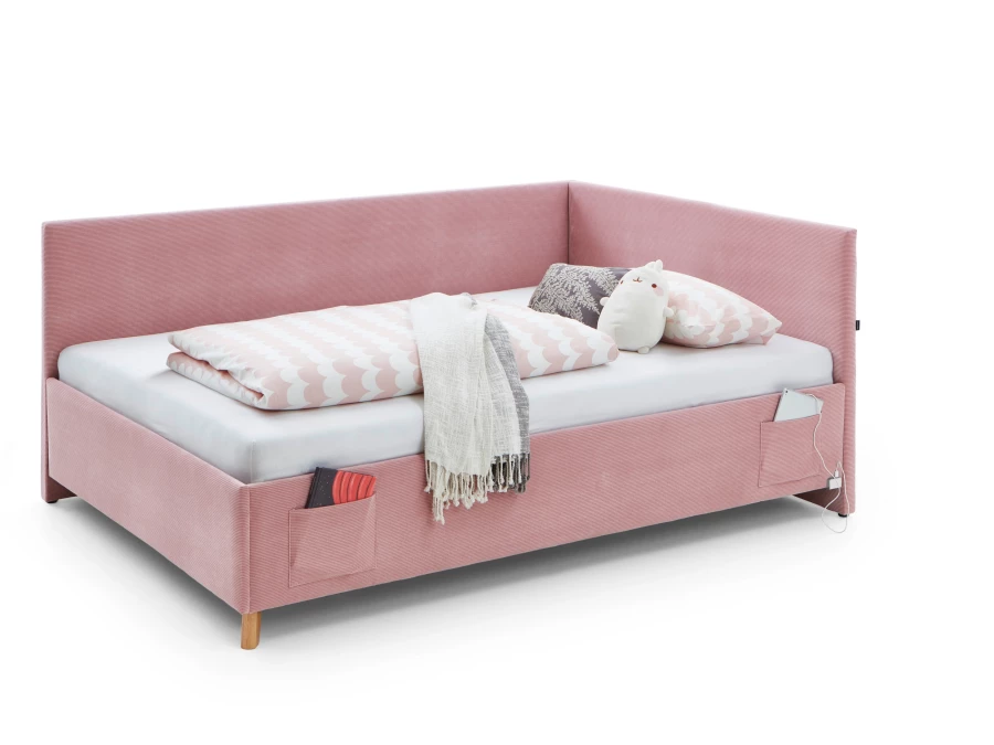 Meise Möbel twijfelaar met rugleuning Cool - 140x200 - Roze ribstof