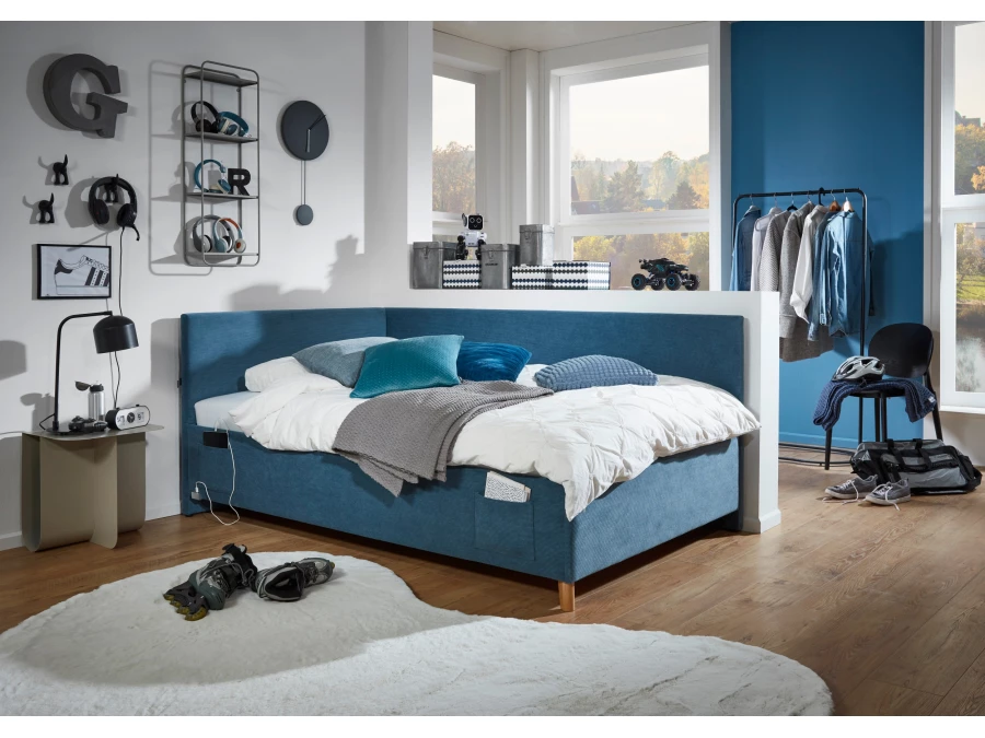 Meise Möbel twijfelaar met rugleuning Cool - 140x200 - Blauw ribstof - Afbeelding 7