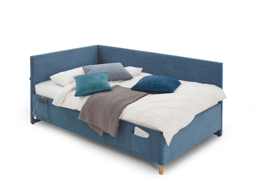 Meise Möbel twijfelaar met rugleuning Cool - 140x200 - Blauw ribstof