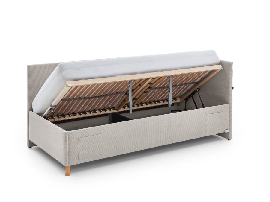 Meise Möbel Kofferbed met rugleuning Cool - 90x200 - Beige ribstof
