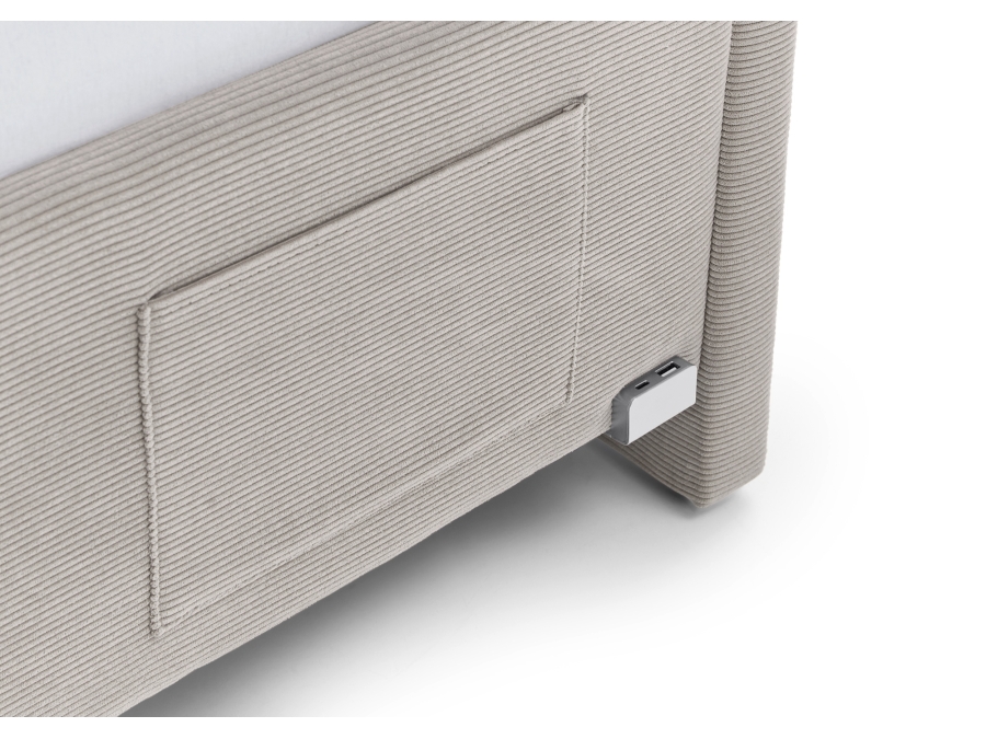 Meise Möbel Kofferbed met rugleuning Cool - 90x200 - Beige ribstof - Afbeelding 4