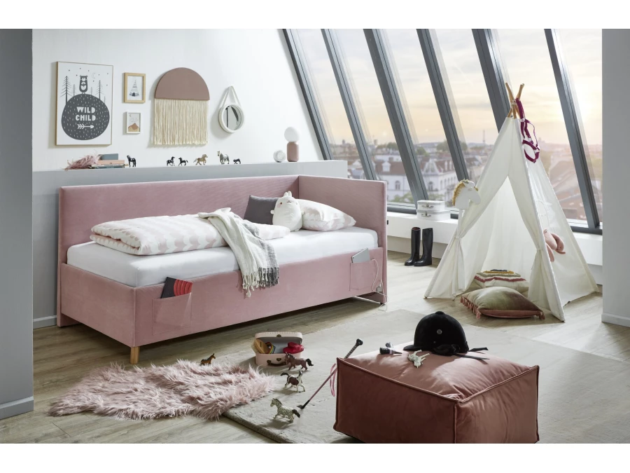 Meise Möbel bedbank Cool - 90x200 - Roze ribstof - Afbeelding 5