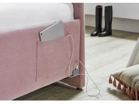 Meise Möbel Kofferbed met rugleuning Cool - 90x200 - Roze ribstof - Afbeelding 3