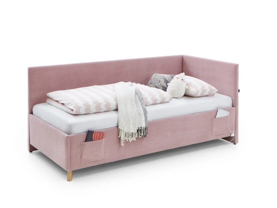 Meise Möbel bedbank Cool - 90x200 - Roze ribstof
