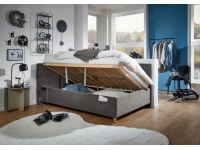 Meise Möbel Kofferbed met rugleuning Cool - 120x200 - Grijs ribstof - Afbeelding 7