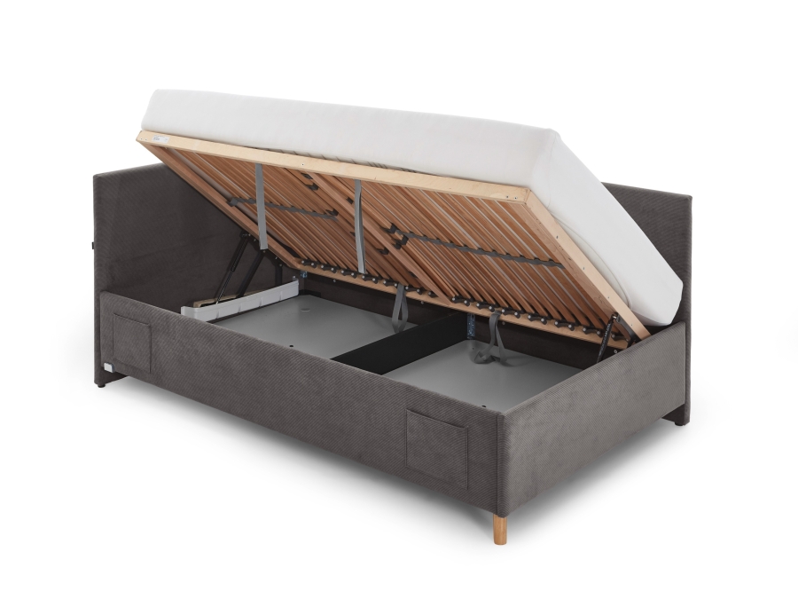 Meise Möbel Kofferbed met rugleuning Cool - 90x200 - Grijs ribstof