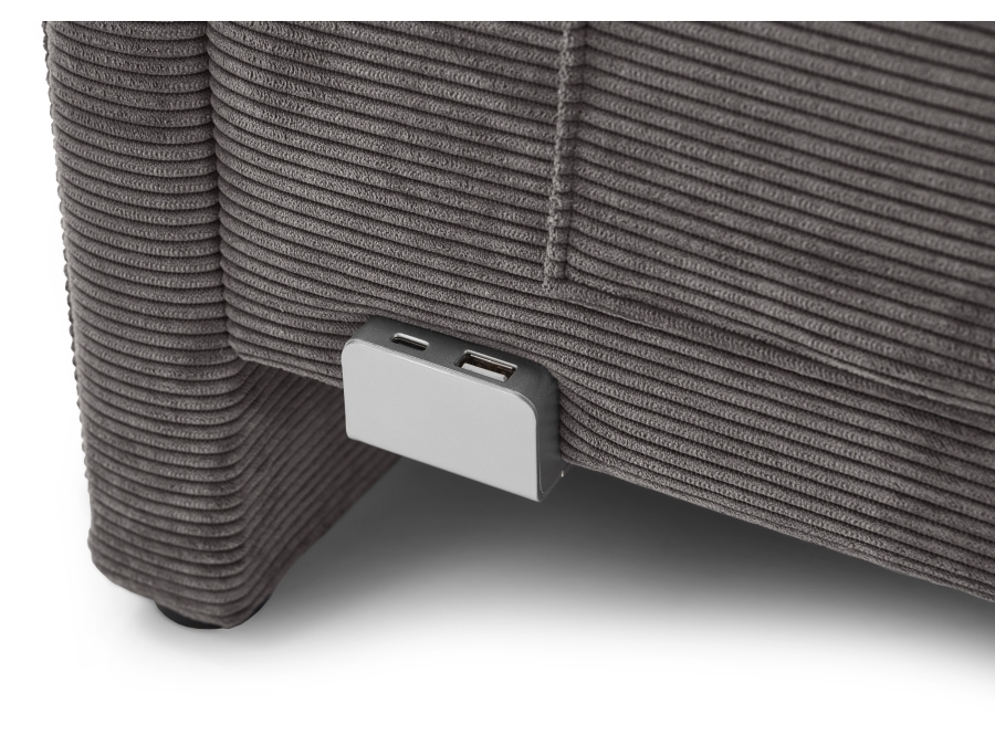 Meise Möbel Kofferbed met rugleuning Cool - 90x200 - Grijs ribstof - Afbeelding 3