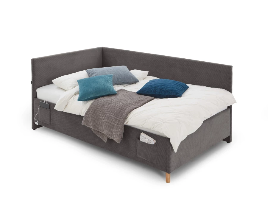 Meise Möbel twijfelaar met rugleuning Cool - 120x200 - Grijs ribstof