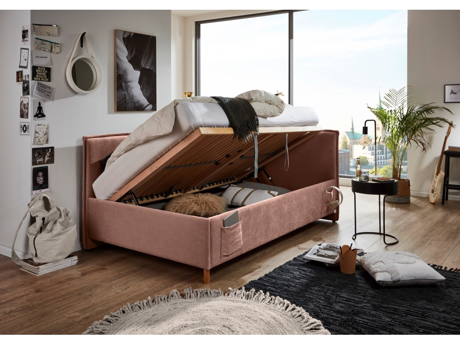 Meise Möbel Kofferbed met rugleuning Fun - 90x200 - Roze - Afbeelding 7