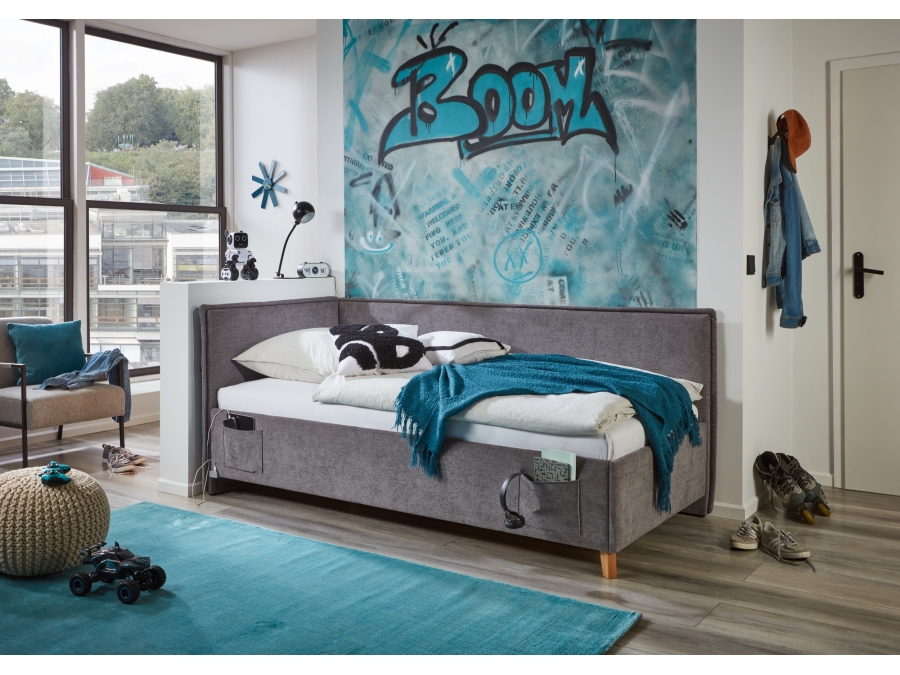 Meise Möbel Kofferbed met rugleuning Fun - 140x200 - Grijs - Afbeelding 8