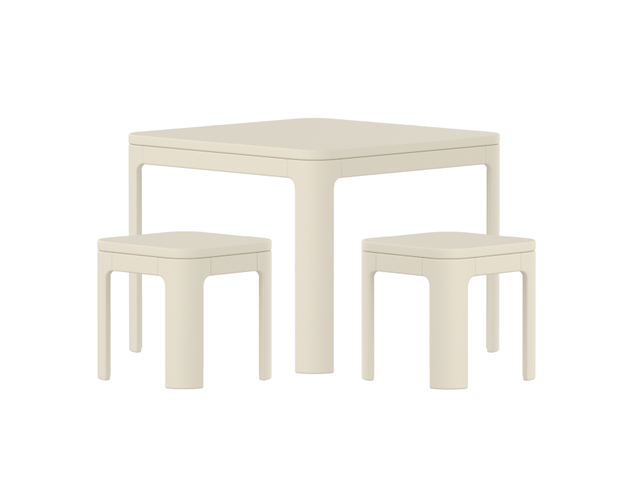 Flexa Nova speelset (tafel + 2 krukjes) – Cream