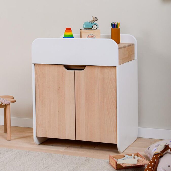 Stribbo Pinno 2-deurs commode met lade - naturel / wit - Afbeelding 8