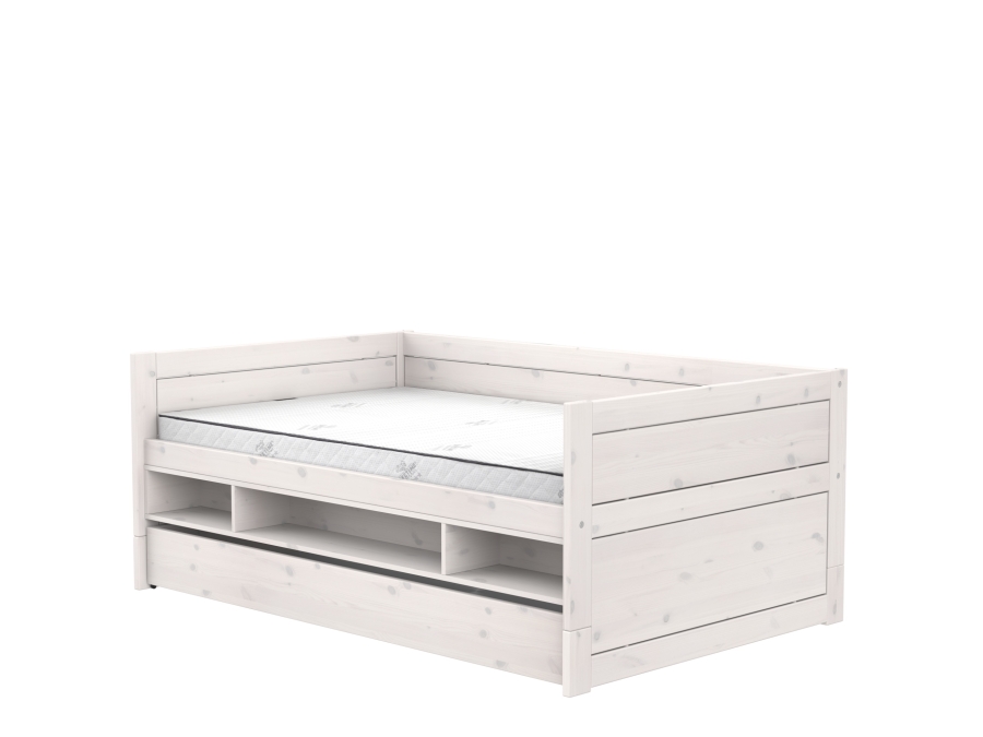 Lifetime Original kajuitbed met boekenvak en bedlade 120x200 - whitewash