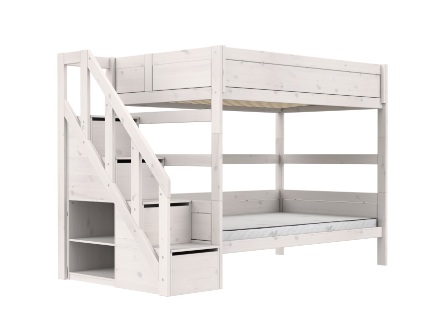 Lifetime Original stapelbed met trapkast 120x200 - whitewash