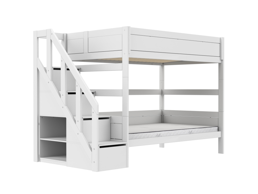 Lifetime Original stapelbed met trapkast 120x200 - wit