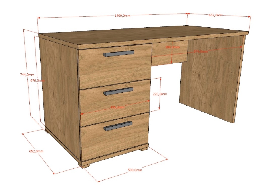 Vipack Sam bureau - eiken - Afbeelding 5