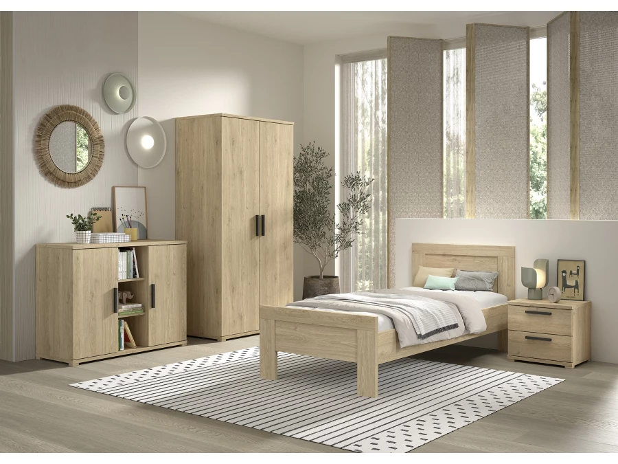 Vipack Sam bed 90x200 - eiken - Afbeelding 3