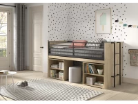 Vipack Sam halfhoogslaper met 2 boekenkasten en bureau - eiken - Afbeelding 2