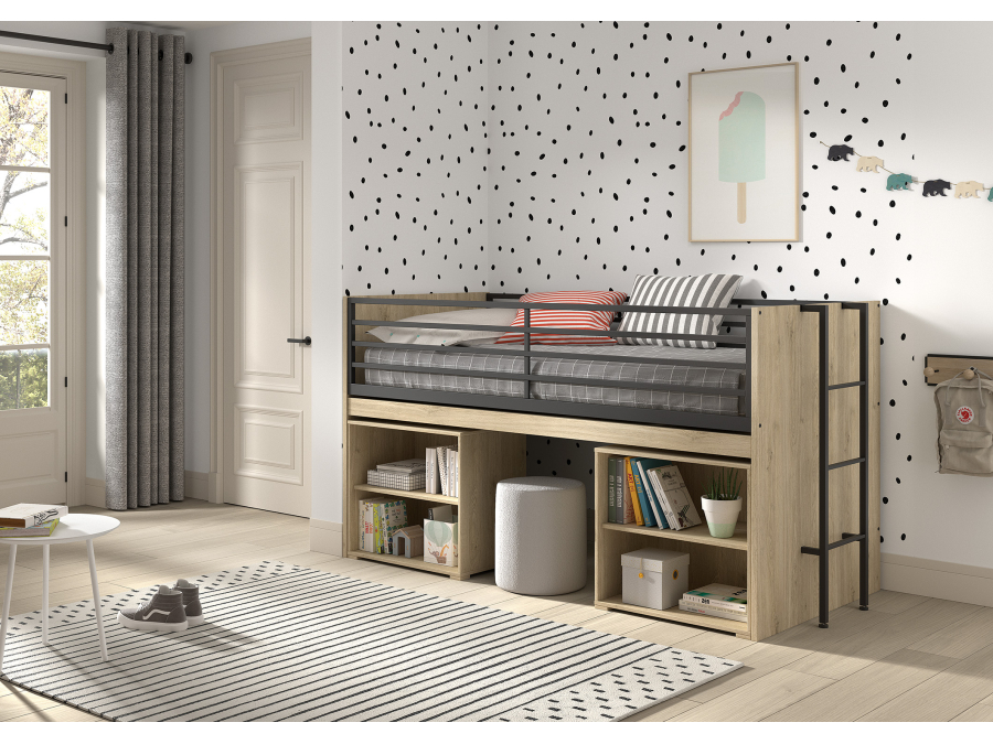 Vipack Sam halfhoogslaper met 2 boekenkasten en bureau - eiken - Afbeelding 2