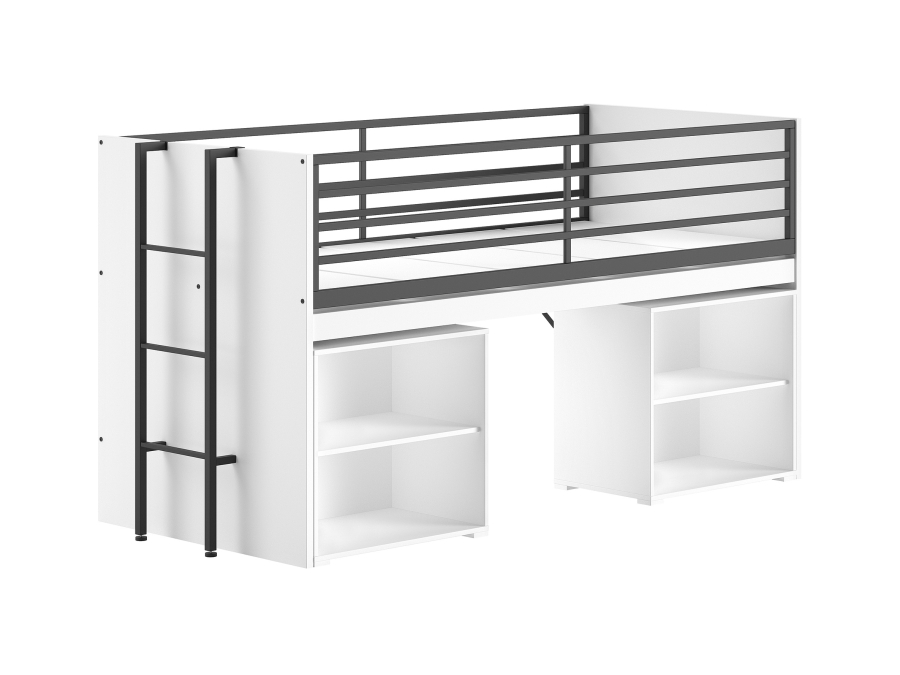 Vipack Sam halfhoogslaper met 2 boekenkasten en bureau - wit