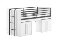 Vipack Sam halfhoogslaper met 2 opbergkasten en bureau - wit