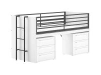 Vipack Sam halfhoogslaper met 2 ladekasten en bureau - wit