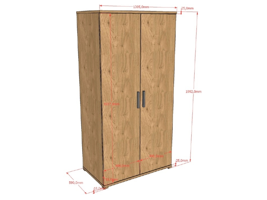 Vipack Sam 2-deurs kledingkast - eiken - Afbeelding 4