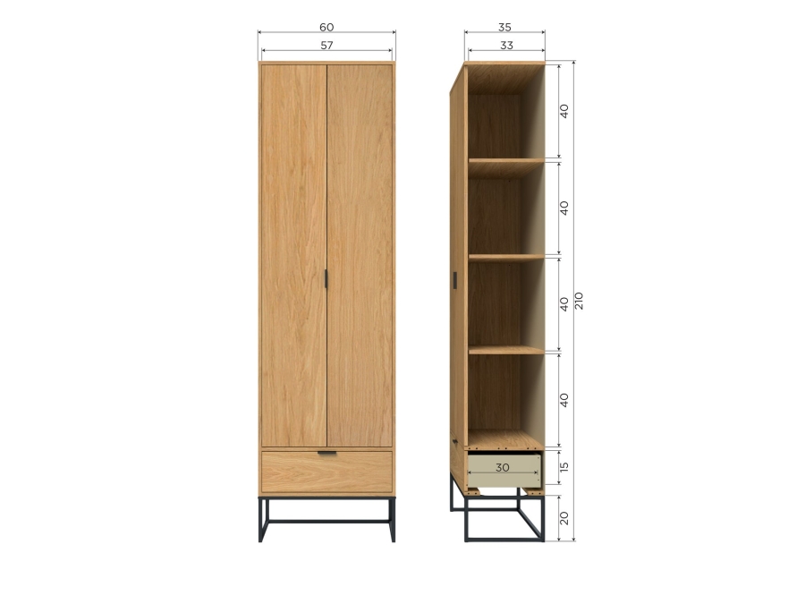 Woood Silas hoge kast - eiken decor - Afbeelding 8