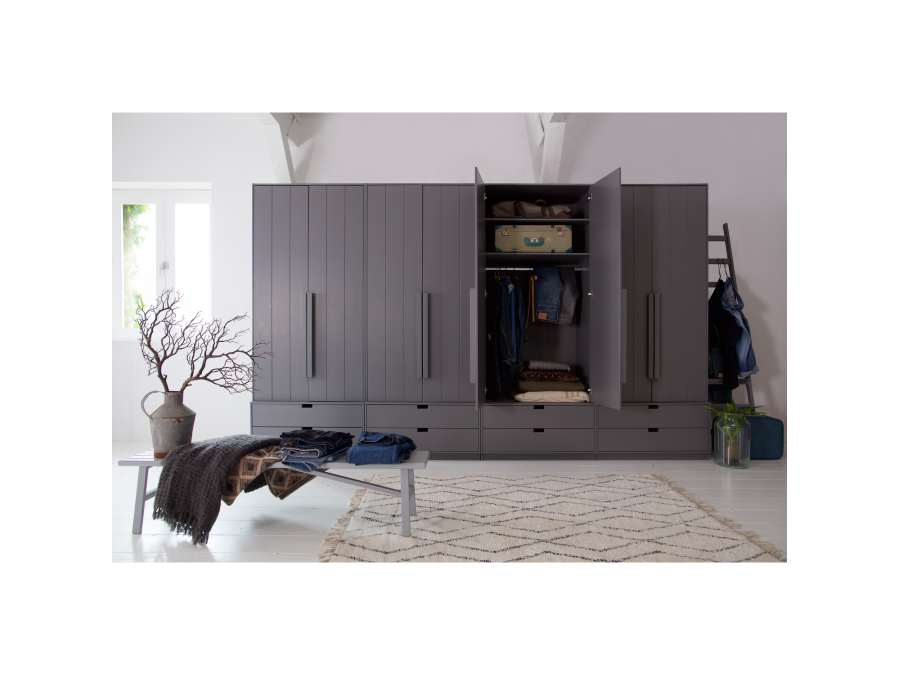 Woood Skik 2-deurs garderobe kast met lades - Afbeelding 3