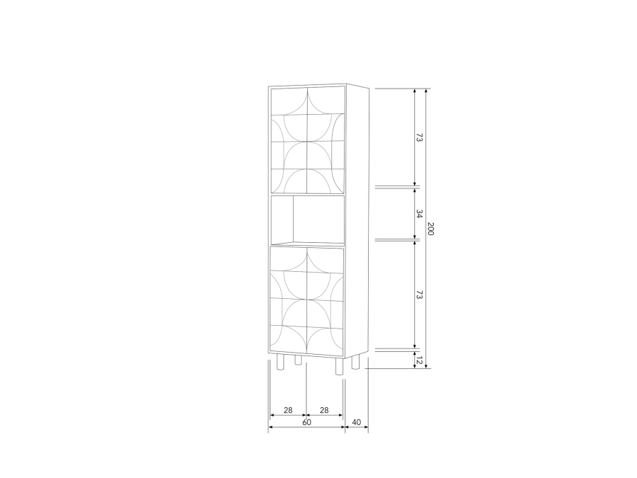 BePureHome Draw 4-duers opbergkast met open vak - mango hout / walnoot - Afbeelding 8