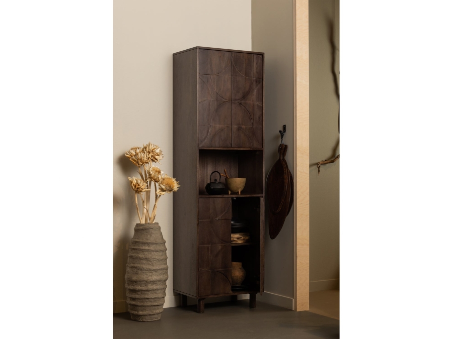 BePureHome Draw 4-deurs opbergkast met open vak - mango hout / walnoot - Afbeelding 2