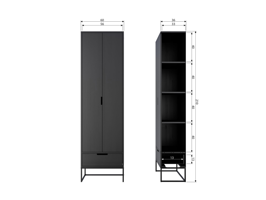 Woood Silas hoge kast - essen / blacknight - Afbeelding 8