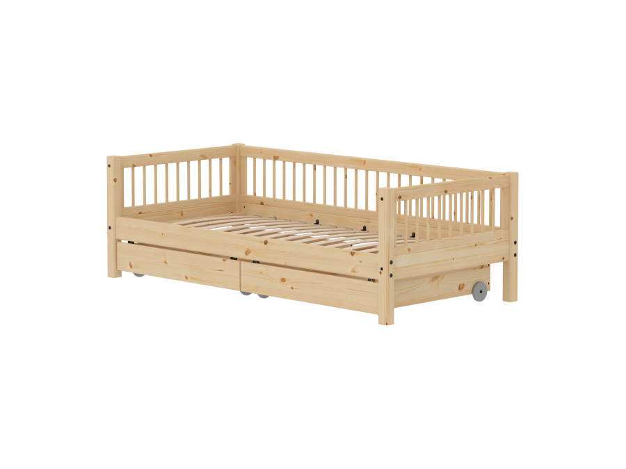 Flexa Classic bedbank met spijlen en opberglades 90x200 raw