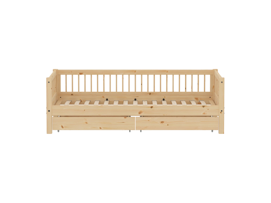 Flexa Classic bedbank met spijlen en opberglades 90x200 raw - Afbeelding 2