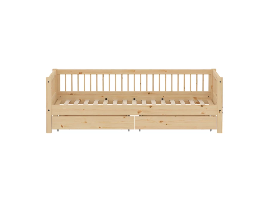 Flexa Classic bedbank met spijlen en opberglades 90x200 raw - Afbeelding 2