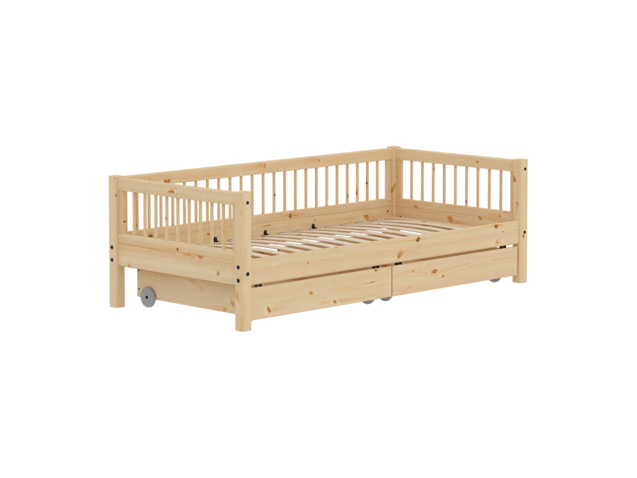 Flexa Classic bedbank met spijlen en opberglades 90x200 raw - Afbeelding 3