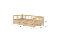 Flexa Classic bedbank met spijlen en opberglades 90x200 raw - Afbeelding 4