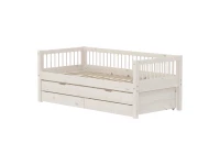 Flexa Classic bedbank met spijlen, onderschuifbed en opberglades 90x200 whitewash - Afbeelding 2