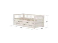 Flexa Classic bedbank met spijlen, onderschuifbed en opberglades 90x200 whitewash - Afbeelding 4