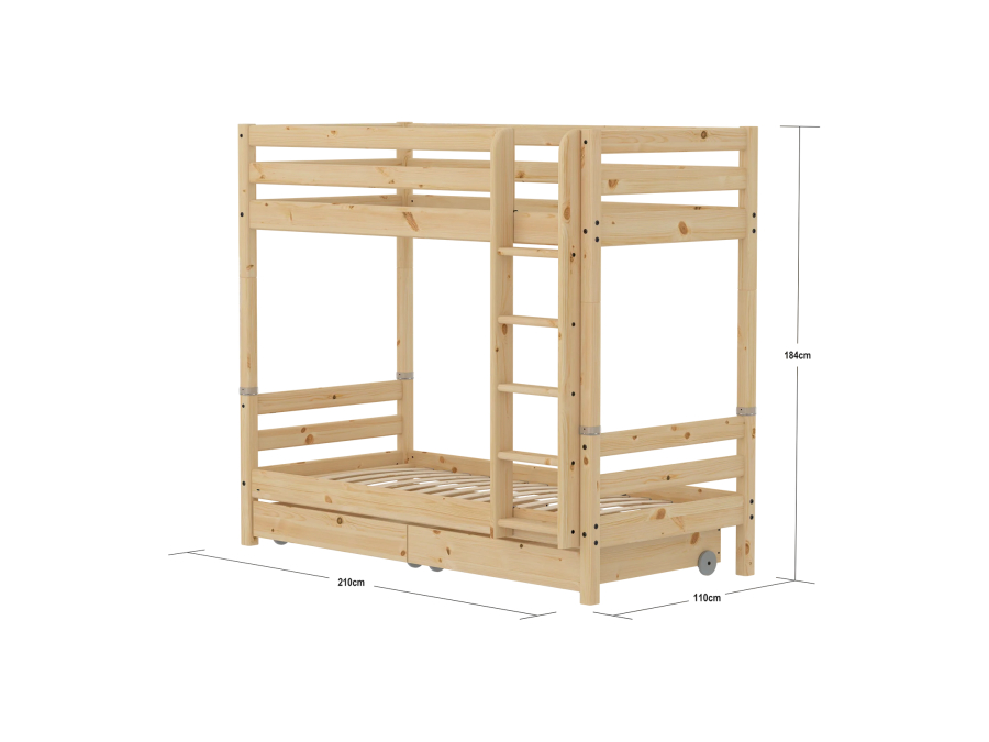 Flexa Classic RAW stapelbed met opberglades 90x200 grenen - Afbeelding 4