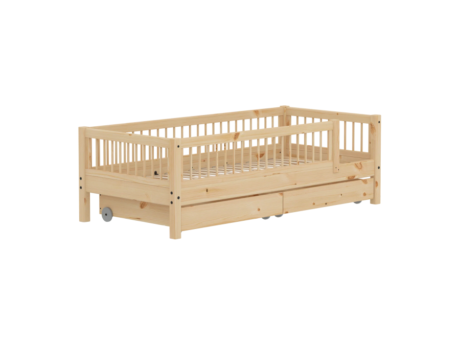 Flexa Classic bedbank met spijlen, uitvalbeveiliging en opberglades 90x200 raw - Afbeelding 3
