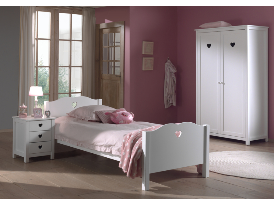 Vipack Amori bed met nachtkastje en 2-deurs kledingkast - Afbeelding 2