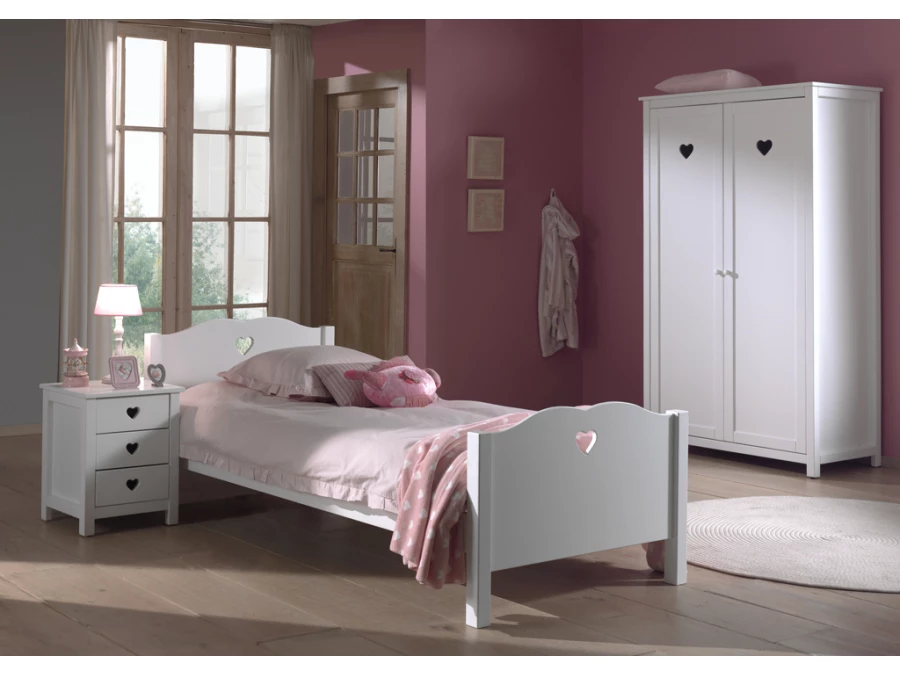 Vipack Amori bed met nachtkastje en 2-deurs kledingkast - Afbeelding 2