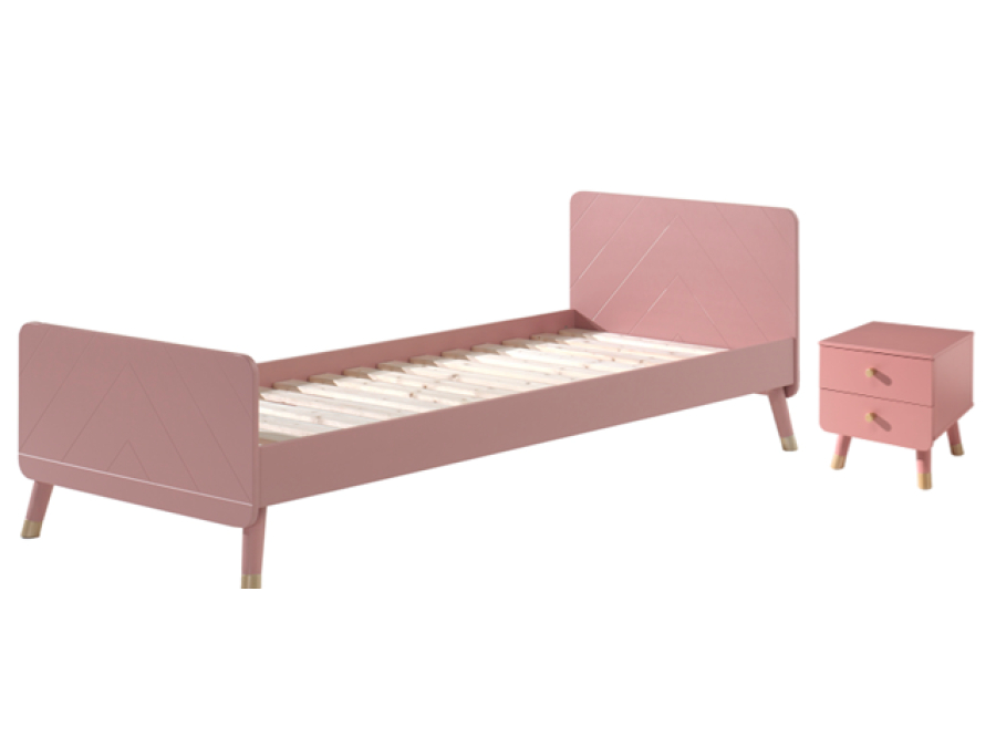 Vipack Billy bed met nachtkastje - terra pink